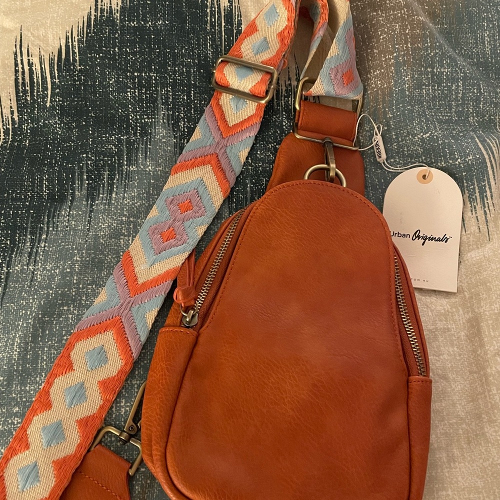 Urban Originals Brown Crossbody Bag with Patterned Strap